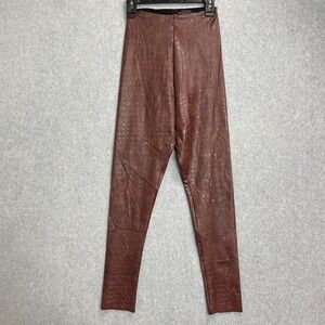Commando‎ Faux Leather Leggings Womens XS Control Top Brown Croc Textured